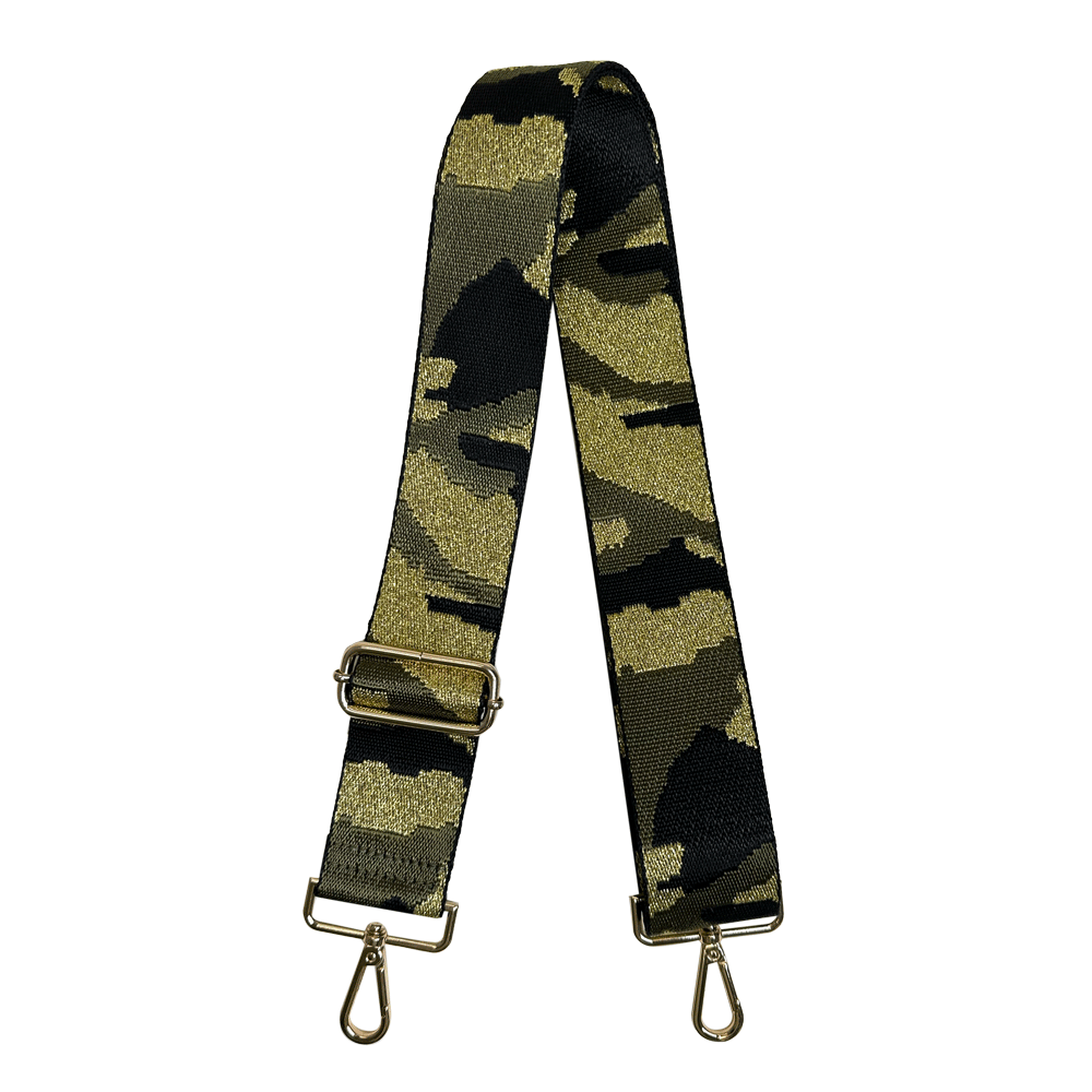 Gold Camouflage Interchangeable Woven Bag Strap w/Gold Hardware