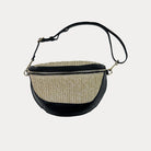 Cecily Raffia Bum Bag in Black 