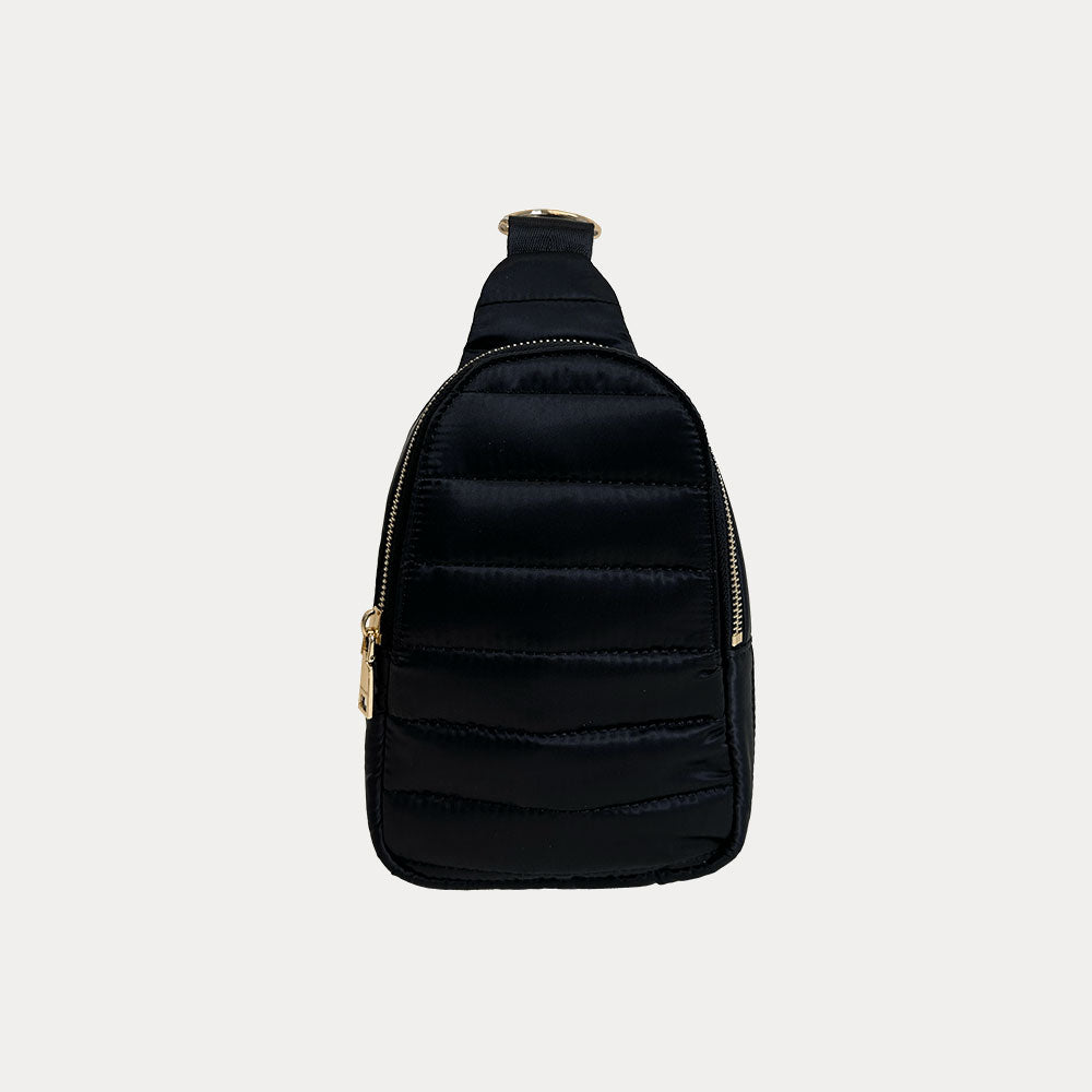 Black quilted sling bag best sale