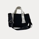 Liberty Woven Neoprene Tote in Black , shown crossbody strap