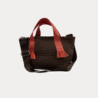 Liberty Woven Neoprene Tote in Chocolate , shown crossbody strap