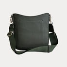 Maxine Vegan Pebble Leather Messenger in Army with matching Bag Strap.