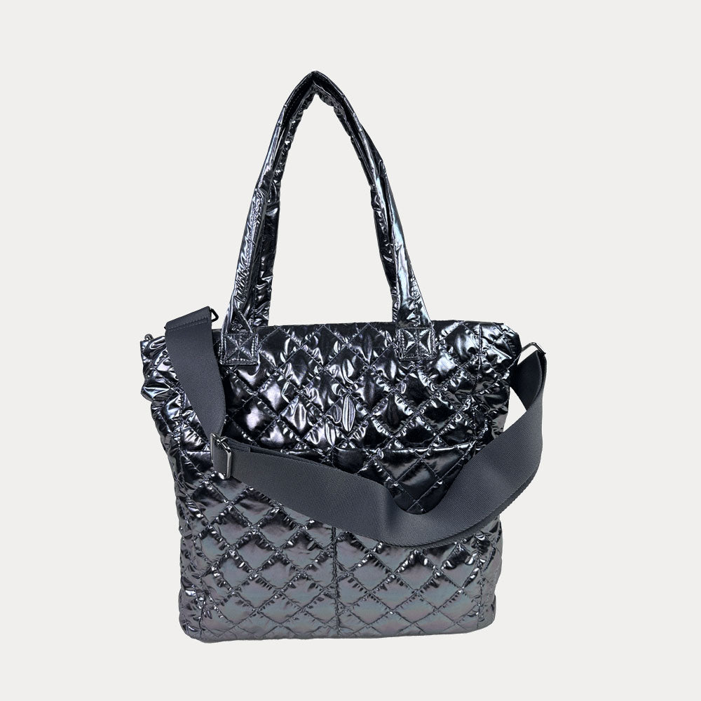 Mabel Lightweight Quilted Nylon Tote Women s Tote Bags Pewter w Silver Hardware