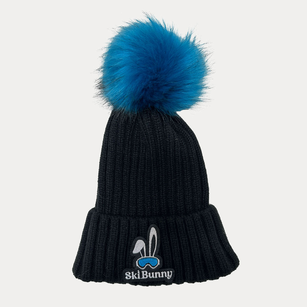 Blue pom pom hat fashion